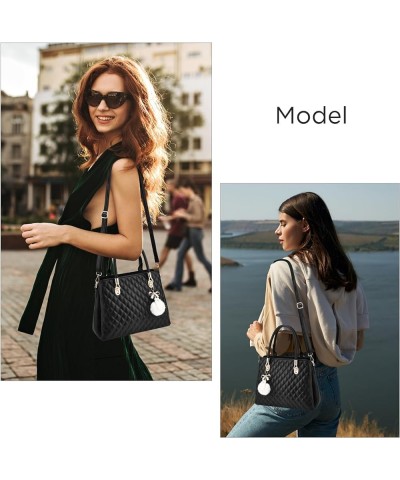 Womens Leather Handbags Purses Top-handle Totes Satchel Shoulder Bag for Ladies with Pompon Large White $14.85 Handbags