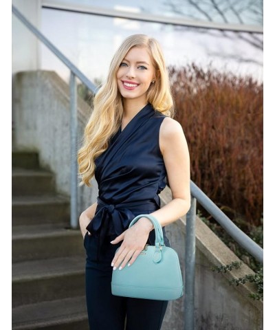 Small Crossbody Bags for Women Classic Double Zip Top Handle Dome Satchel Bag Shoulder Purse Blue-green $13.12 Satchels