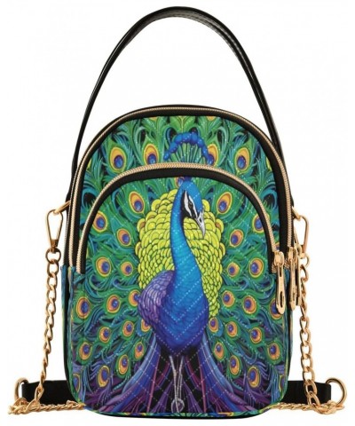 Beautiful Peacock Shoulder Bags for Women Retro Classic Handbag Purse Small Purses with Chain $14.03 Totes