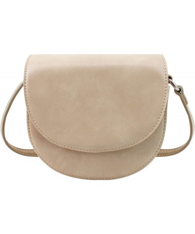 Women Crossbody Shoulder Bag Satchel Purse Travel Daily Leather Saddle Bag Beige $16.37 Satchels