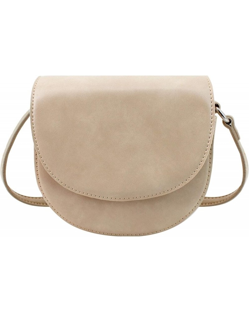 Women Crossbody Shoulder Bag Satchel Purse Travel Daily Leather Saddle Bag Beige $16.37 Satchels