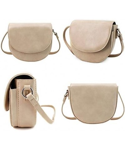 Women Crossbody Shoulder Bag Satchel Purse Travel Daily Leather Saddle Bag Beige $16.37 Satchels