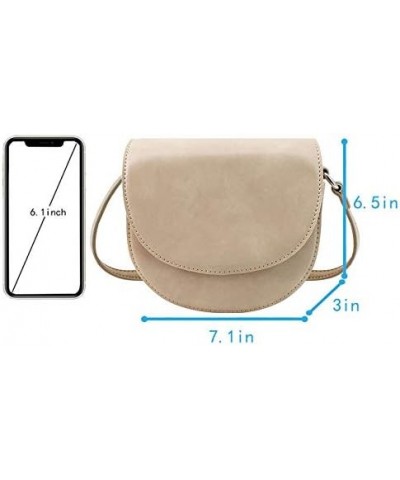 Women Crossbody Shoulder Bag Satchel Purse Travel Daily Leather Saddle Bag Beige $16.37 Satchels