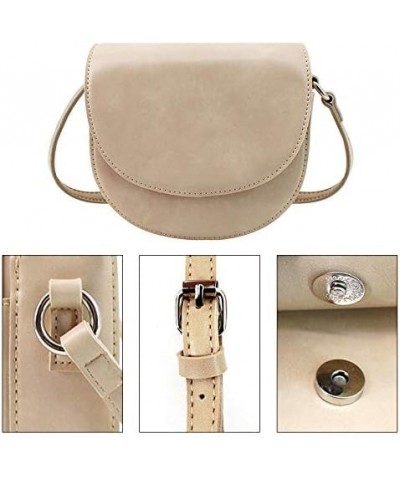 Women Crossbody Shoulder Bag Satchel Purse Travel Daily Leather Saddle Bag Beige $16.37 Satchels