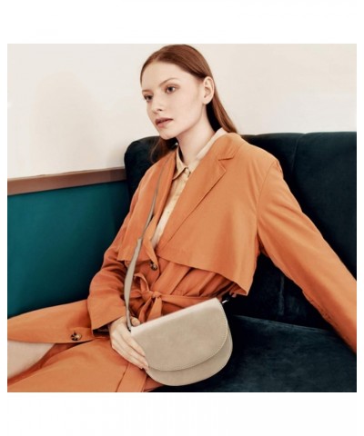 Women Crossbody Shoulder Bag Satchel Purse Travel Daily Leather Saddle Bag Beige $16.37 Satchels