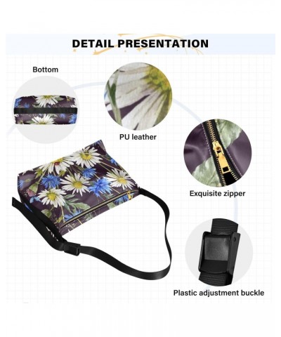 Large Crossbody Bag Summer Vintage Blue White Floral PU Leather Shoulder Bag for Women Girls $19.13 Crossbody Bags