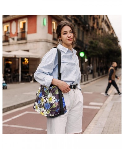 Large Crossbody Bag Summer Vintage Blue White Floral PU Leather Shoulder Bag for Women Girls $19.13 Crossbody Bags