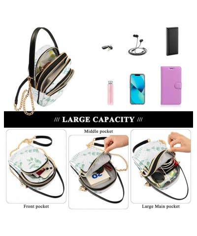 Green Leaves Crossbody Bag for Women Cell Phone Purse Wallet with Removable Chain Shoulder Handbag for Passport Phone Work Tr...