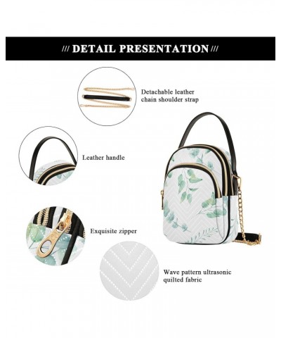 Green Leaves Crossbody Bag for Women Cell Phone Purse Wallet with Removable Chain Shoulder Handbag for Passport Phone Work Tr...