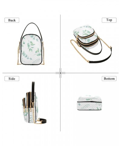 Green Leaves Crossbody Bag for Women Cell Phone Purse Wallet with Removable Chain Shoulder Handbag for Passport Phone Work Tr...