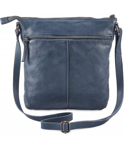 Crossbody Bags for Women Real Leather Purse Handmade Vintage Crossover Shoulder Pocketbook Ocean Blue Washed Vintage $24.50 C...