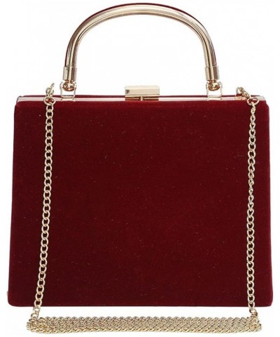 Clip Closure Women's Tote Leather Mini Size Luxury Cubic Temperament Age Reducing Crossbody Bag Wine Red $19.75 Handbags