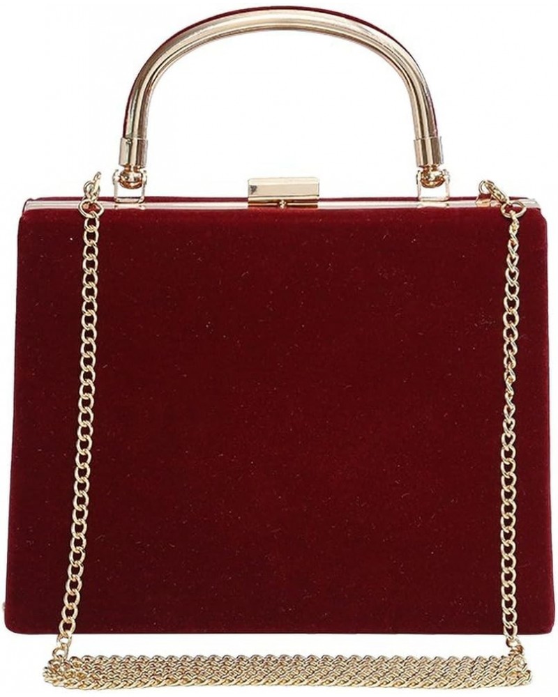 Clip Closure Women's Tote Leather Mini Size Luxury Cubic Temperament Age Reducing Crossbody Bag Wine Red $19.75 Handbags