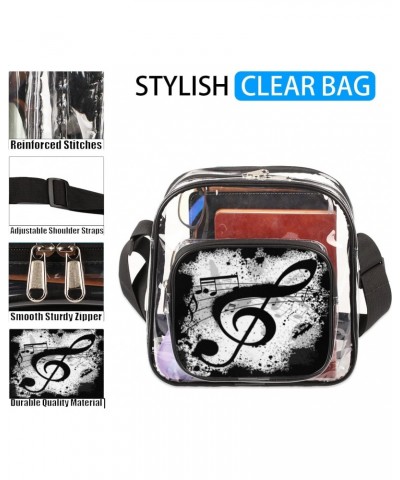 Music Note Clear Crossbody Bag Stadiums Approved Clear Messenger Shoulder Bag with Adjustable Strap for Work, Travel, Concert...