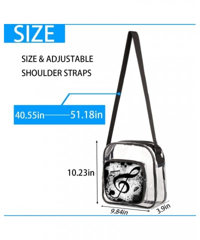 Music Note Clear Crossbody Bag Stadiums Approved Clear Messenger Shoulder Bag with Adjustable Strap for Work, Travel, Concert...