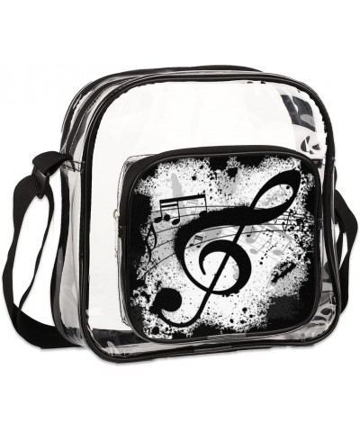 Music Note Clear Crossbody Bag Stadiums Approved Clear Messenger Shoulder Bag with Adjustable Strap for Work, Travel, Concert...