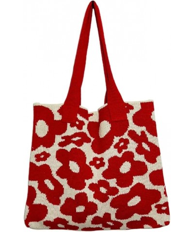 Chic Floral Shoulder Bag for Women Hobo Handbag Large Tote Bags Woven Purse Lightweight Red $33.87 Totes