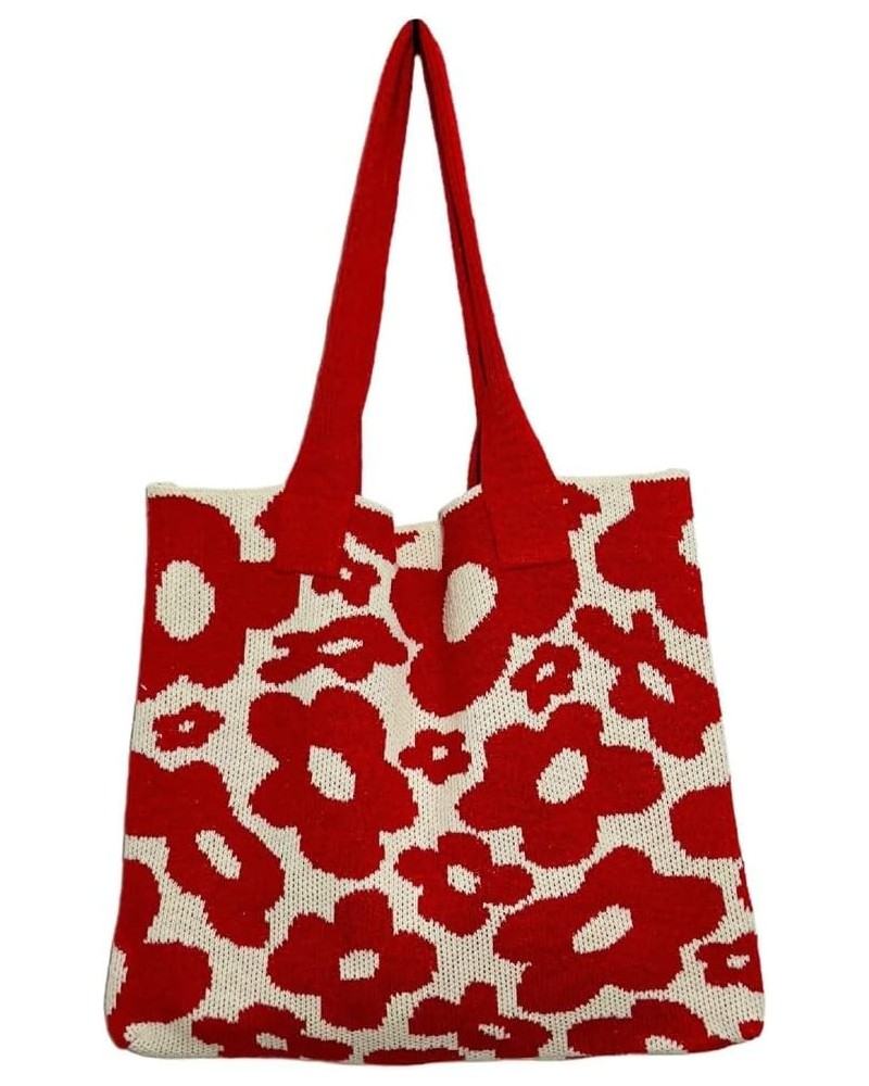 Chic Floral Shoulder Bag for Women Hobo Handbag Large Tote Bags Woven Purse Lightweight Red $33.87 Totes