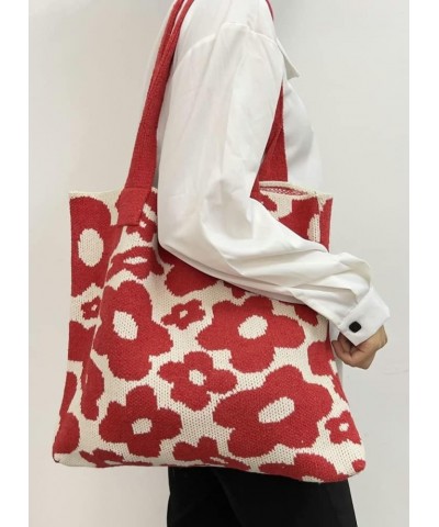 Chic Floral Shoulder Bag for Women Hobo Handbag Large Tote Bags Woven Purse Lightweight Red $33.87 Totes