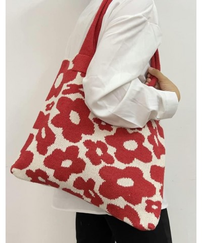 Chic Floral Shoulder Bag for Women Hobo Handbag Large Tote Bags Woven Purse Lightweight Red $33.87 Totes