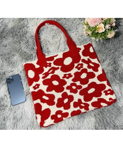 Chic Floral Shoulder Bag for Women Hobo Handbag Large Tote Bags Woven Purse Lightweight Red $33.87 Totes