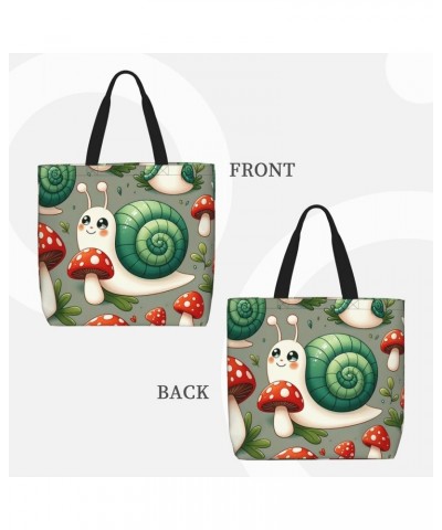 Women'S Soft Tote Shoulder Bag Snails-Mushrooms-Pattern Foldable Travel Purse With Zipper Closure $12.23 Totes