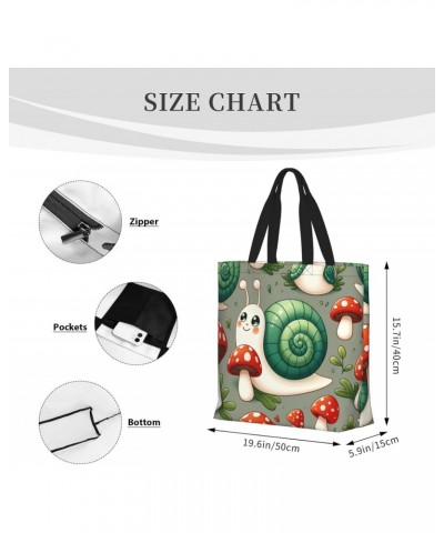 Women'S Soft Tote Shoulder Bag Snails-Mushrooms-Pattern Foldable Travel Purse With Zipper Closure $12.23 Totes