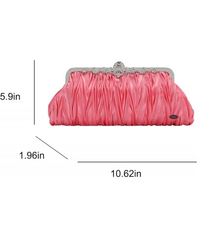 Evening Clutch Satin Pleated Rhinestone Novelty Oversized Purses For Women Formal Champagne $27.22 Evening Bags