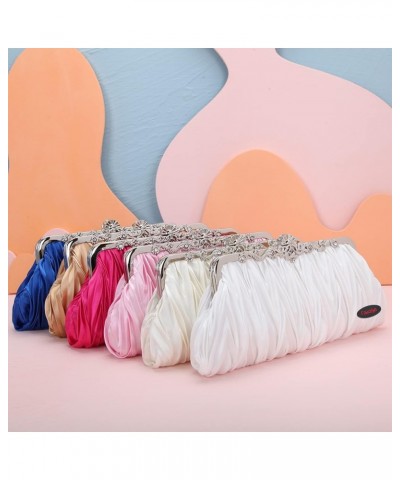 Evening Clutch Satin Pleated Rhinestone Novelty Oversized Purses For Women Formal Champagne $27.22 Evening Bags