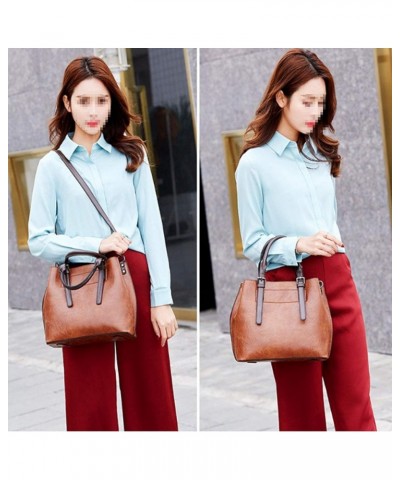 Women Satchel Bags Handle Shoulder Handbags and Purses Pockets Zipper PU Leather Crossbody Bags Red $21.05 Satchels