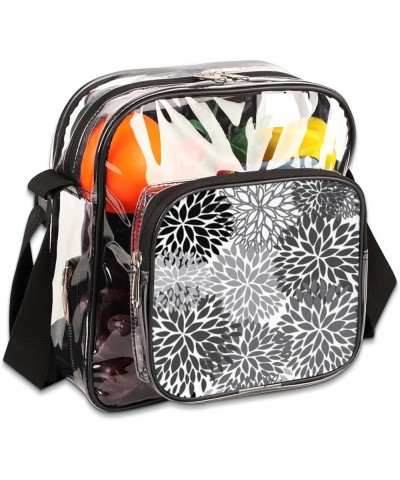 Flamingo Stripes Stadium-Approved Clear Crossbody Bag with Colorful Print Design Gray Flower $10.56 Crossbody Bags