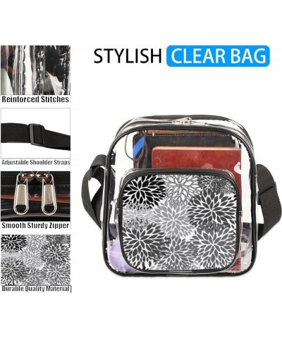 Flamingo Stripes Stadium-Approved Clear Crossbody Bag with Colorful Print Design Gray Flower $10.56 Crossbody Bags