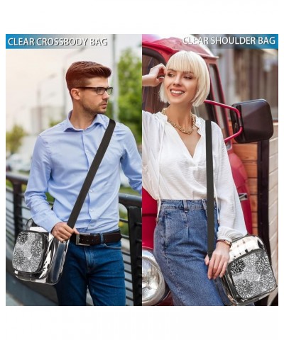 Flamingo Stripes Stadium-Approved Clear Crossbody Bag with Colorful Print Design Gray Flower $10.56 Crossbody Bags