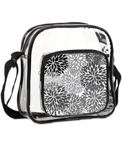 Flamingo Stripes Stadium-Approved Clear Crossbody Bag with Colorful Print Design Gray Flower $10.56 Crossbody Bags