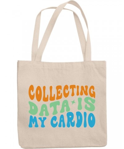 Collecting Data Is My Cardio, Data Analyst & Work Out Humor Quote, Groovy Retro Wavy Text Merch Gift, 12oz Canvas Tote Bag $1...