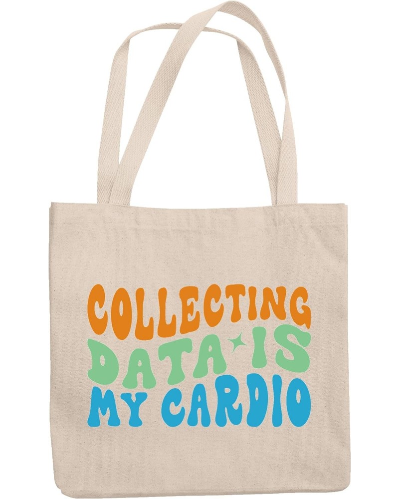 Collecting Data Is My Cardio, Data Analyst & Work Out Humor Quote, Groovy Retro Wavy Text Merch Gift, 12oz Canvas Tote Bag $1...