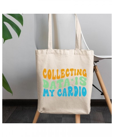 Collecting Data Is My Cardio, Data Analyst & Work Out Humor Quote, Groovy Retro Wavy Text Merch Gift, 12oz Canvas Tote Bag $1...