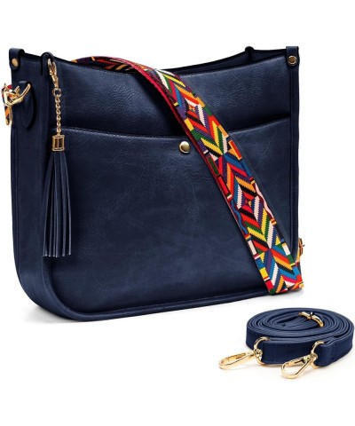 Crossbody Bags for Women Vegan Leather Shoulder Bucket Cross-body Purse with Guitar Strap Replacement Tassel Royal Blue $5.79...