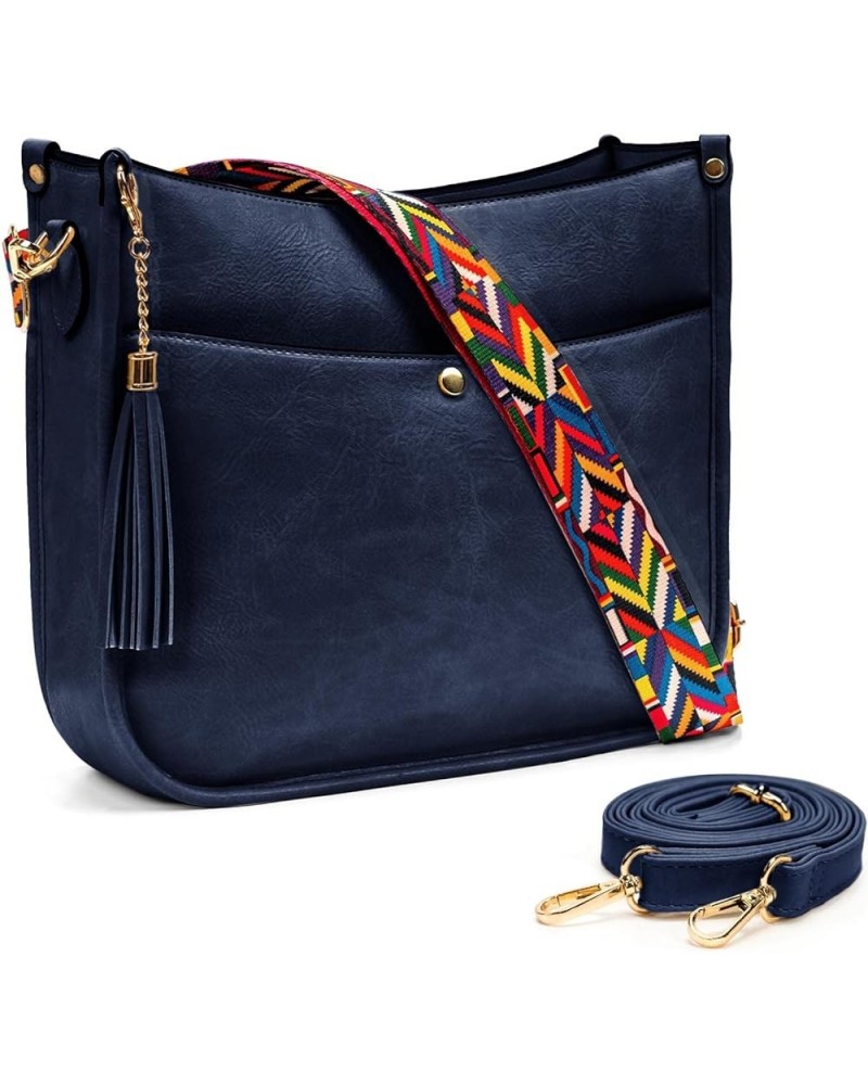 Crossbody Bags for Women Vegan Leather Shoulder Bucket Cross-body Purse with Guitar Strap Replacement Tassel Royal Blue $5.79...