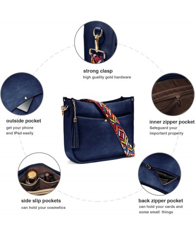 Crossbody Bags for Women Vegan Leather Shoulder Bucket Cross-body Purse with Guitar Strap Replacement Tassel Royal Blue $5.79...