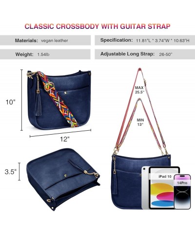 Crossbody Bags for Women Vegan Leather Shoulder Bucket Cross-body Purse with Guitar Strap Replacement Tassel Royal Blue $5.79...