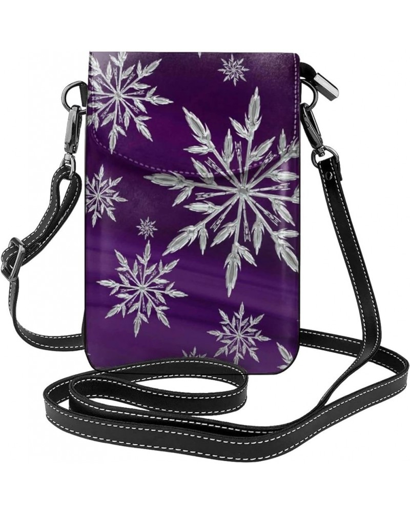 Small Crossbody Bag For Women,Leather Phone Purse Women'S Shoulder Handbags Wallet Purse -Spider On The Web Snowflake Gradien...