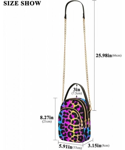 Chain Crossbody Bags for Women Leopard Print Cheetah Neon Gradient Quilted Shoulder Crossbody Handbags Travel Cross Body Cell...