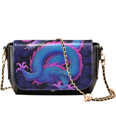 Blue Purple Dragon Leather Crossbody Bag for Women Small Handbag with Chain Strap, Flip-Top Crossbody Purse $20.79 Crossbody ...