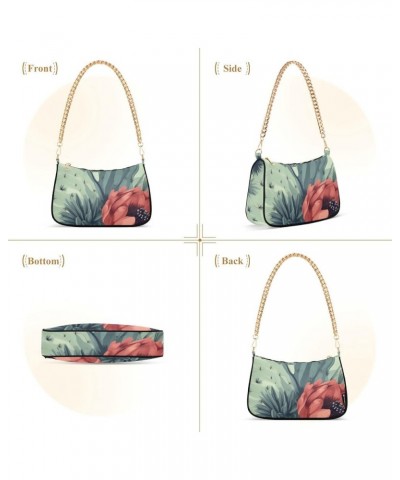 Blue Butterfly HandBag with Zipper Closure for Women Chain Purses Shoulder Bag Cactus Succulents $17.04 Shoulder Bags