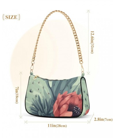 Blue Butterfly HandBag with Zipper Closure for Women Chain Purses Shoulder Bag Cactus Succulents $17.04 Shoulder Bags