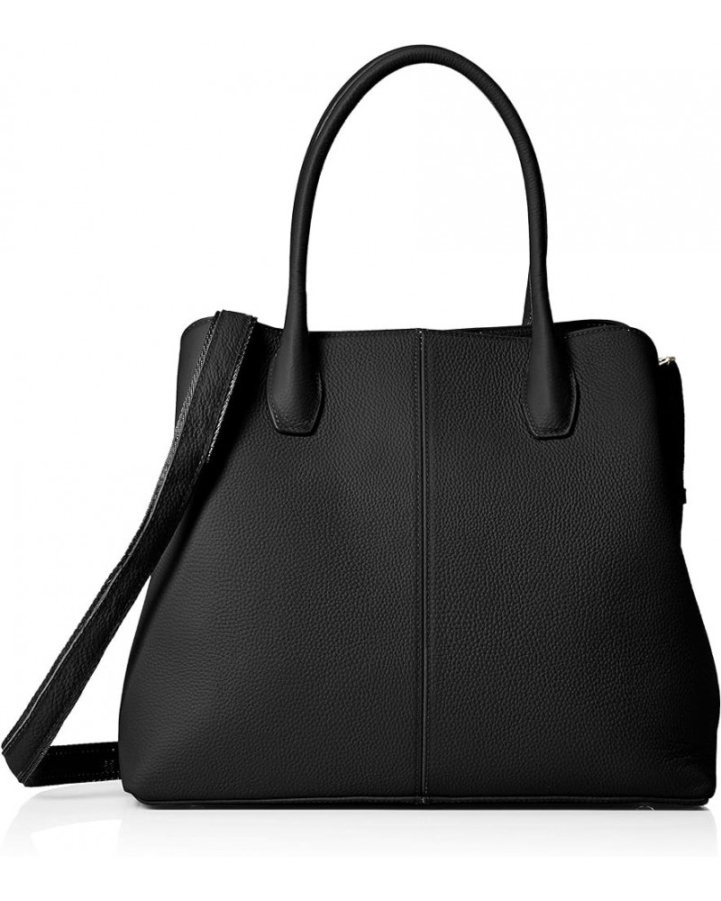 3 Storage 2-Way Cowhide Leather Tote Bag Black (Black 19-3911tcx) $68.16 Totes