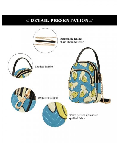 Cell Phone Purse Cartoon Cute Banana Blue Crossbody Handbag Durable Shoulder Bag Sturdy Travel Pouch Compact Chic Bag for Wom...