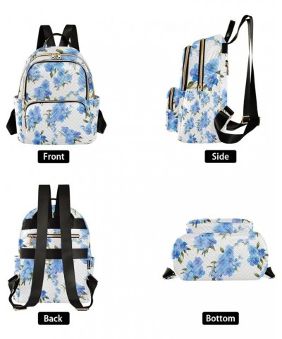 Blue Floral on Purple Stripes Fashion Backpacks, Festival Backpack, Backpack for Women Fashion, M Blue Forgetmenots Flowers-6...