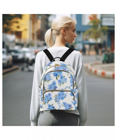 Blue Floral on Purple Stripes Fashion Backpacks, Festival Backpack, Backpack for Women Fashion, M Blue Forgetmenots Flowers-6...